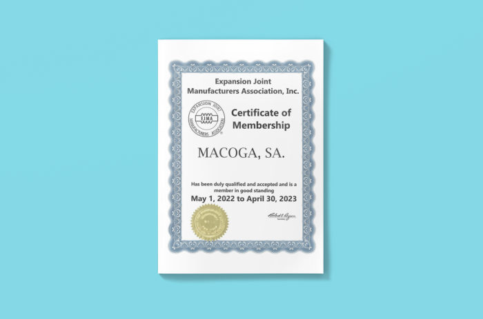 Certificado EJMA actualizado